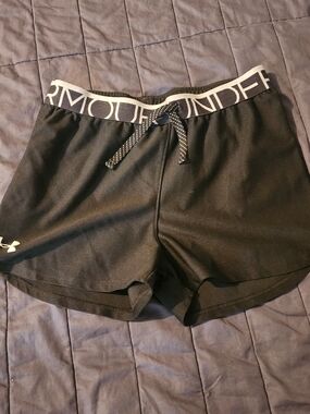 Under Armour Black Logo Waistband Girls' Athletic Shorts